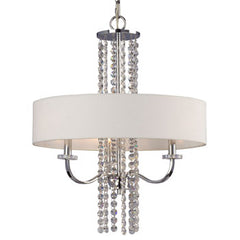Julianne 3-Light Chrome Chandelier with White Linen Shades, 20"x25", 60W Cand. Base, Elegant Non-Dimmable Lighting Fixture, Chandeliers, Galaxy Lighting - Maple Electric Supply 