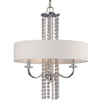 Julianne 3-Light Chrome Chandelier with White Linen Shades, 20"x25", 60W Cand. Base, Elegant Non-Dimmable Lighting Fixture, Chandeliers, Galaxy Lighting - Maple Electric Supply 