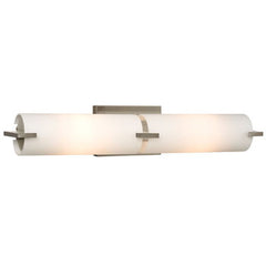 Kona 2-Light Vanity, Brushed Nickel, Satin White Glass, 22"W, 2x100W, Non-Dimmable, Elegant and Modern Bathroom Lighting, Bath & Vanity Lights, Galaxy Lighting - Maple Electric Supply 
