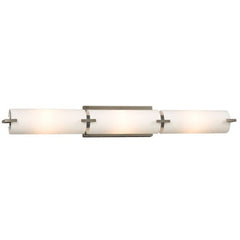 Kona 3 Light Vanity - Brushed Nickel, Satin White Glass, 32.5" Wide, 100W Bulbs, Non-Dimmable - Modern, Elegant Lighting Fixture, Bath & Vanity Lights, Galaxy Lighting - Maple Electric Supply 