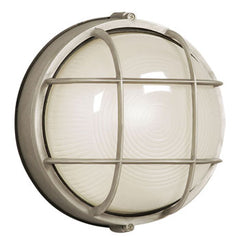 L305011SA010A1 LED Outdoor Marine Light, Satin Aluminum Finish, Frosted Glass, Wall/Ceiling Mount, 12W, 3000K