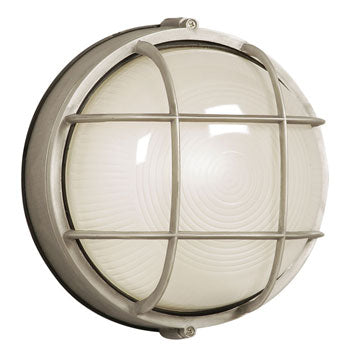 L305011SA010A1 LED Outdoor Marine Light, Satin Aluminum Finish, Frosted Glass, Wall/Ceiling Mount, 12W, 3000K