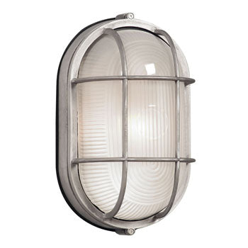 L305013SA012A1 LED Outdoor Satin Aluminum Marine Light with Guard, Frosted Glass, 12W, 3000K, ENERGY STAR