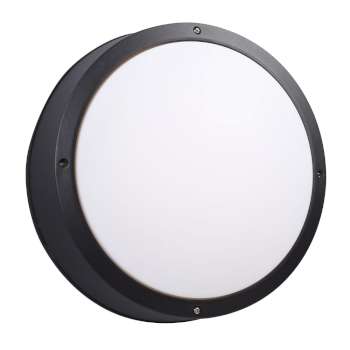 L323313BK - 14" Round Outdoor Black LED Fixture, 30W, 2500 Lumens, Dimmable, 3000K Polycarbonate Lens