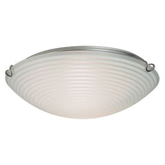 L615293CH010A1 LED Flush Mount Ceiling Light, Chrome Finish, Striped Satin White Glass, 12W LED, 3000K, Dimmable Option, Ceiling Fixtures, Galaxy Lighting - Maple Electric Supply 