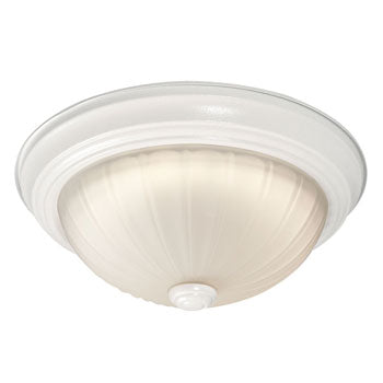 L625021WH010A1 LED Flush Mount Ceiling Light, White Finish, Frosted Melon Glass, 3000K, 12W, 1140 Lumens, Dimmable