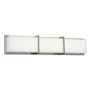 LED Bath & Vanity Light Chrome Finish, White Glass, Dimmable 3000K, 24.75"W, 30W, 2400 Lumens - Sleek Design, Energy Efficient Lighting for Modern Bathrooms