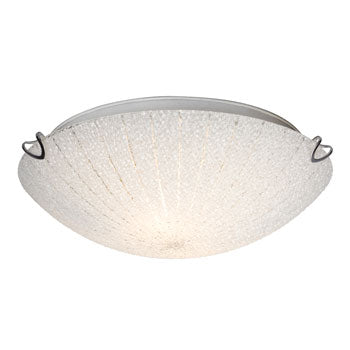 LED Flush Mount Ceiling Light - 12W, 1140 Lumens, Dimmable, 3000K, Chrome Finish, Patterned White Sugar Glass, ENERGY STAR Certified