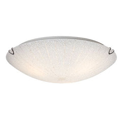 LED Flush Mount Ceiling Light - 16W, Chrome, Patterned White Sugar Glass, 3000K, Dimmable, ENERGY STAR, 15-5/8"D x 4"H