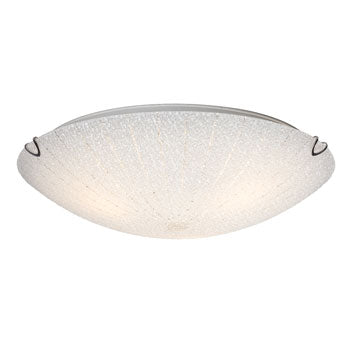 LED Flush Mount Ceiling Light - 16W, Chrome, Patterned White Sugar Glass, 3000K, Dimmable, ENERGY STAR, 15-5/8"D x 4"H