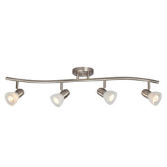 Luna Four Light Halogen Track Light - Brushed Nickel, GU10, 50W, Frosted Glass, 34"L, Non-Dimmable, Modern Ceiling Fixture, Track Lighting, Galaxy Lighting - Maple Electric Supply 
