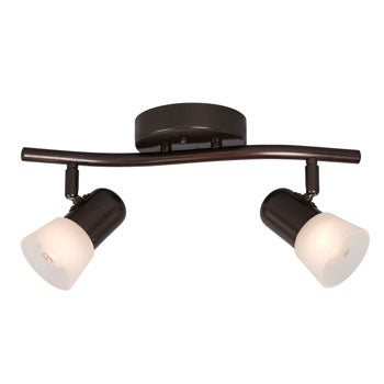 Luna III 2-Light Track Light - Old Bronze, Frosted Glass, 60W - 15.25"L x 5.125"W, Non-Dimmable, Med. Base, A15/R20 Bulb, Track Lighting, Galaxy Lighting - Maple Electric Supply 