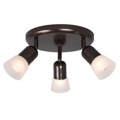 Luna III - 3-Light Old Bronze Spot Light with Frosted Glass, 60W A15/R20 Bulbs, 10"x7.25", Non-Dimmable, Med. Base, Track Lighting, Galaxy Lighting - Maple Electric Supply 