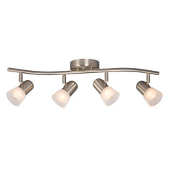 Luna III 4-Light Track Light - Brushed Nickel, Frosted Glass, 60W Bulbs, 26.5" Length, Modern Design, Energy-Efficient Lighting Fixture, Track Lighting, Galaxy Lighting - Maple Electric Supply 