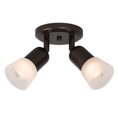 Luna III Dual Light Spot - Old Bronze with Frosted Glass, 60W Med Base, Non-Dimmable, 2 Bulb Spots for Versatile Lighting, Track Lighting, Galaxy Lighting - Maple Electric Supply 