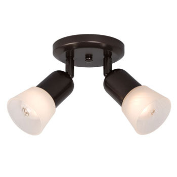 Luna III Dual Light Spot - Old Bronze with Frosted Glass, 60W Med Base, Non-Dimmable, 2 Bulb Spots for Versatile Lighting, Track Lighting, Galaxy Lighting - Maple Electric Supply 