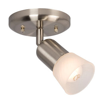 Luna III Light Spot Light - Brushed Nickel, Frosted Glass, 60W A15/R20 Bulb, 5-1/8"D x 7-3/8"H, Non-Dimmable, Track Lighting, Galaxy Lighting - Maple Electric Supply 