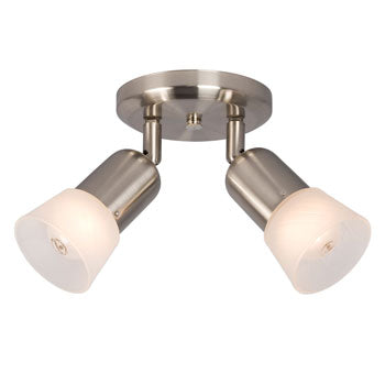 Luna III Light Spot Light - Brushed Nickel, Frosted Glass, Dual 60W, Non-Dimmable, 2 Bulbs Not Included, Track Lighting, Galaxy Lighting - Maple Electric Supply 
