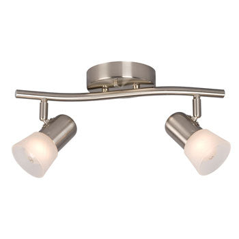 Luna III Light Track - Brushed Nickel, Frosted Glass, 2x60W A15/R20, 15.25"x5.125"x6.75", Modern Design, Energy Efficient Lighting Fixture, Track Lighting, Galaxy Lighting - Maple Electric Supply 