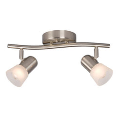 Luna III Light Track - Brushed Nickel, Frosted Glass, 2x60W A15/R20, 15.25"x5.125"x6.75", Modern Design, Energy Efficient Lighting Fixture, Track Lighting, Galaxy Lighting - Maple Electric Supply 
