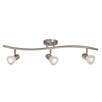 Luna Three Light Halogen Track Light, Brushed Nickel, Frosted Glass, 31.5" Adjustable Track, 50W GU10 Bulbs (Non-Dimmable), Track Lighting, Galaxy Lighting - Maple Electric Supply 