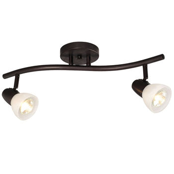 Luna Two-Light Halogen Monopoint, Old Bronze, Marbled Glass, GU10 Bulbs, 2x50W, 19" Long, Non-Dimmable Fixture, Track Lighting, Galaxy Lighting - Maple Electric Supply 