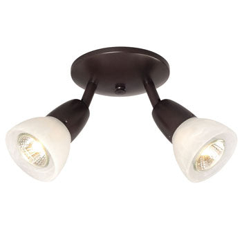 Luna Two Light Halogen Monopoint - Old Bronze with Marbled Glass, GU10, 50W, Non-Dimmable - Classic Design with Shielded Bulbs, Ideal for Modern Interiors, Track Lighting, Galaxy Lighting - Maple Electric Supply 