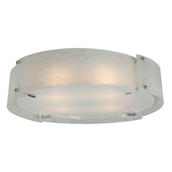 Madeo 4-Light Chrome Flush Mount - 22" Frosted Textured Glass Shade, 60W, Non-Dimmable, Modern Design