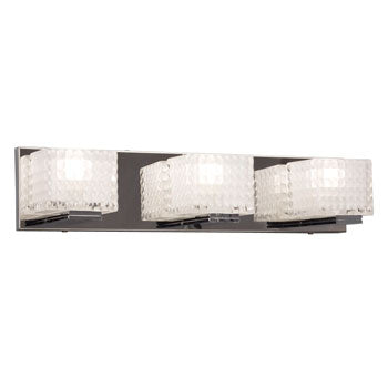 Mason 3-Light Vanity Fixture - Chrome Finish, Clear Glass w/Sand Blasted Inside, G9 Bulbs, 20-3/8"W, 50W Each - Modern Elegance, Non-Dimmable, High Lumen Output