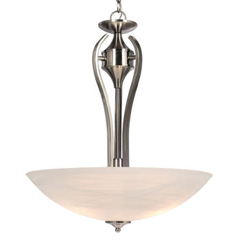 Metro Pendant Light - Brushed Nickel, Marbled Glass, 3 x 100W Med. Base Bulbs, 19-5/8"D x 23-3/4"H, Elegant Non-Dimmable Lighting Fixture