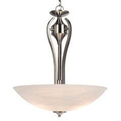 Metro Pendant Light - Brushed Nickel, Marbled Glass, 3 x 100W Med. Base Bulbs, 19-5/8"D x 23-3/4"H, Elegant Non-Dimmable Lighting Fixture