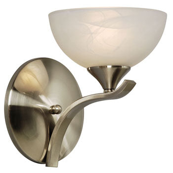 Metro Single Wall Bracket, Brushed Nickel, Marbled Glass, 60W, 8"W x 9.25"H x 9.5"E - Elegant Fixture, Non-Dimmable, Ideal for Hallways and Bedrooms, Wall Lights & Sconces, Galaxy Lighting - Maple Electric Supply 