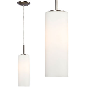 Mini-Pendant 983202BN - Brushed Nickel with Satin White Glass, 100W Bulb, 4"x11" Size, Non-Dimmable, Mini-Pendants, Galaxy Lighting - Maple Electric Supply 