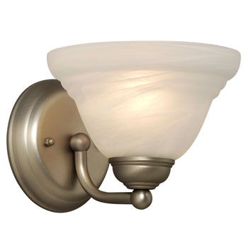 Morgan Single Wall Bracket - Pewter Finish, Marbled Glass, 60W Medium Base Bulb, Dimmable, 7-3/8" W x 5-7/8" H x 9" E - Elegant Lighting Fixture for Home Decor