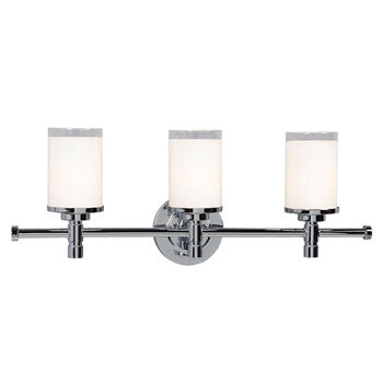 Nora 3-Light Vanity - Chrome Finish, White Opal/Clear Glass, 24"W, Dimmable, 3x100W Bulbs, Bath & Vanity Lights, Galaxy Lighting - Maple Electric Supply 