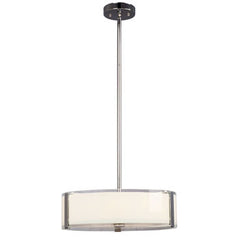 Nora 4-Light Pendant - Chrome Finish with White Opal/Clear Glass, Includes 3 Extension Rods, 16.25"D x 6"H, Uses 4 x 100W Bulbs (Not Included)