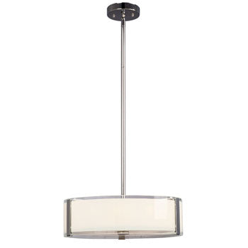 Nora 4-Light Pendant - Chrome Finish with White Opal/Clear Glass, Includes 3 Extension Rods, 16.25"D x 6"H, Uses 4 x 100W Bulbs (Not Included)