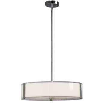 Nora LED Pendant Light - Chrome/Opal White Clear Glass, Dimmable, 16W LED, 3000K, ENERGY STAR, Includes Extension Rods