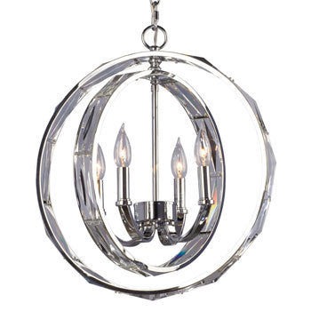 Novia 4L Chrome Pendant Light - 60W, Clear Crystal Glass, 4 Bulbs, Non-Dimmable, Elegant Lighting Solution, Pendants, Galaxy Lighting - Maple Electric Supply 