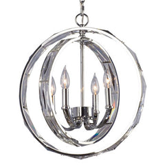 Novia 4L Chrome Pendant Light - 60W, Clear Crystal Glass, 4 Bulbs, Non-Dimmable, Elegant Lighting Solution, Pendants, Galaxy Lighting - Maple Electric Supply 