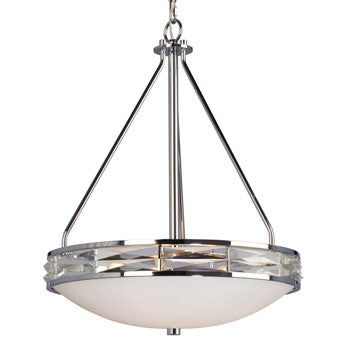 Novia Pendant CH - Chrome Finish, White Glass; 4x100W Med. Base Bulbs, 19-1/8"D x 24-1/8"H, Non-Dimmable