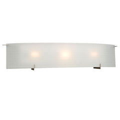 Omni Three Light Vanity - Pewter Finish, Frosted Checkered Glass, 100W, 32-5/8"W x 6-3/4"H, Non-Dimmable, Med. Base, Bath & Vanity Lights, Galaxy Lighting - Maple Electric Supply 