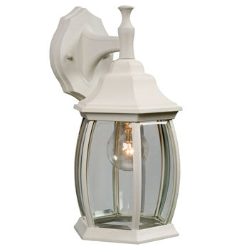 Outdoor Cast Aluminum Lantern 301090 WH - White Finish, Clear Beveled Glass, 100W Bulb, Med Base, Non-Dimmable, Outdoor Lighting, Galaxy Lighting - Maple Electric Supply 