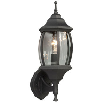 Outdoor Cast Aluminum Lantern 301091 BLK - Textured Black Finish, Clear Beveled Glass, 100W Max Bulb, 17.5" Height, Outdoor Lighting, Galaxy Lighting - Maple Electric Supply 