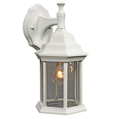 Outdoor Cast Aluminum Lantern 301830WH - White, Clear Beveled Glass, 100W Med. Base Bulb, 6-1/4"W x 11-1/2"H, Non-Dimmable, Outdoor Lighting, Galaxy Lighting - Maple Electric Supply 
