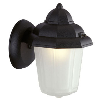 Outdoor Cast Aluminum Lantern 303045 BLK - Textured Black, Frosted Glass, 60W Bulb, 6"W x 9"H, Non-Dimmable, Outdoor Lighting, Galaxy Lighting - Maple Electric Supply 