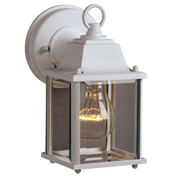 Outdoor Cast Aluminum Lantern 305611WHT - White Finish, Clear Beveled Glass, 60W Bulb, 4.5"x8"x5.875" Non-Dimmable, Outdoor Lighting, Galaxy Lighting - Maple Electric Supply 