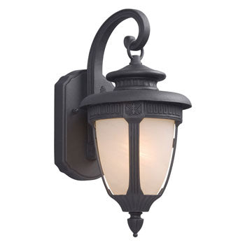 Outdoor Cast Aluminum Lantern 310796BLK - Black Finish, Marbled Glass, 100W, 14.5" Height, Med. Base Bulb