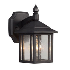 Outdoor Cast Aluminum Lantern 334020BK/WL - Black Finish, Clear Seeded Glass, 100W Bulb, 5"W x 9"H, Non-Dimmable, Outdoor Lighting, Galaxy Lighting - Maple Electric Supply 
