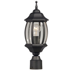 Outdoor Cast Aluminum Post Lantern 301093 BLK - Black Finish, Clear Beveled Glass, 100W Bulb, 18.25" Height, Outdoor Lighting, Galaxy Lighting - Maple Electric Supply 